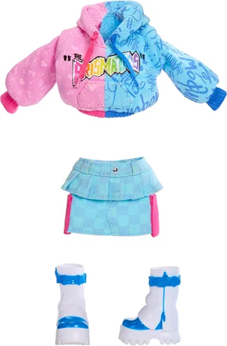 Miniatura 8 de Rainbow High Jr High Rock Band - Skyler, muñeca de moda azul de 9 pulgadas con micrófono más soporte y amplificador, personalizable con calcomanías