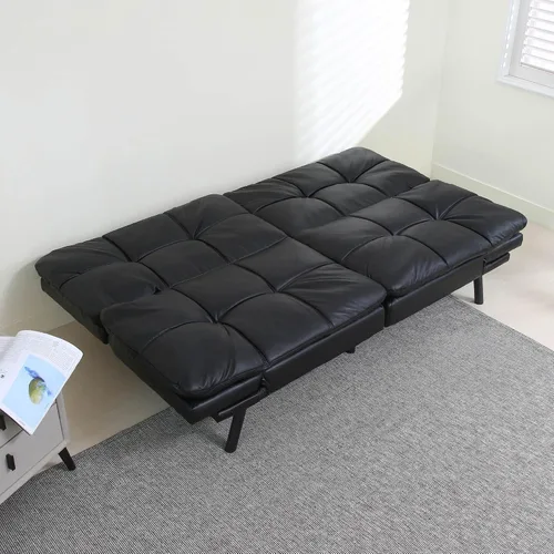 Miniatura 3 de Sofá cama futón, sofá cama convertible de espuma viscoelástica, moderno sofá cama plegable para espacio de vida pequeño y compacto (negro + PU#)