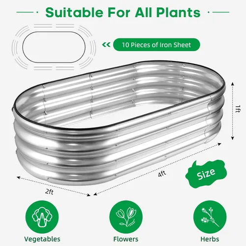 Miniatura 2 de JERIA Cama de Jardín Elevada, Galvanizada Elevada 2 PCS 2×2×1ft Cajas de Plantación para Exteriores con Fácil Montaje, Cama de Jardín Redonda
