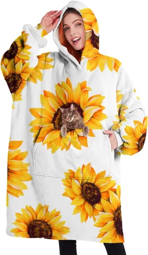 Miniatura 25 de Wearable Oversized Blanket,Sherpa Blanket Hoodie with Super Pockets,Super Warm Fuzzy Pullover for Women & Men