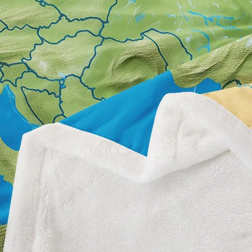 Miniatura 3 de Feelyou Manta Sherpa con mapa del mundo, de Europa continental, manta de vellón oceánico náutico y mar, manta de felpa geográfica mullida para sofá