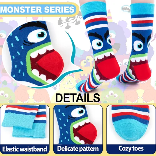 Miniatura 6 de Dsia Zamur Calcetines para niños y niñas, paquete de 4 a 6 unidades + caja de regalo, novedosos calcetines de pantorrilla coloridos para adolescentes