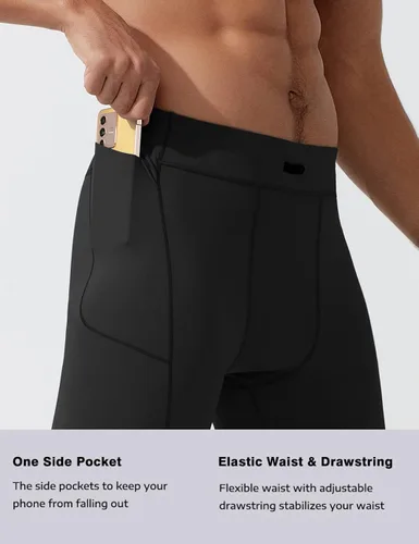 Miniatura 4 de MIZOK Pantalones cortos de compresión elásticos para hombre con bolsillo