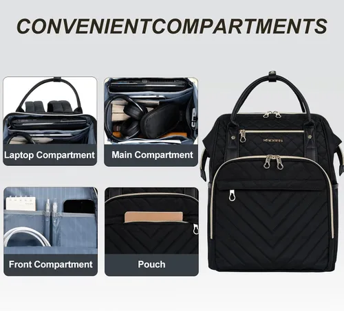 Miniatura 3 de KROSER Mochila para Laptop de 17" Elegante Mochila Repelente al Agua Mochila Casual Universitaria de Día con Puerto USB Bolsa de Trabajo de Viaje