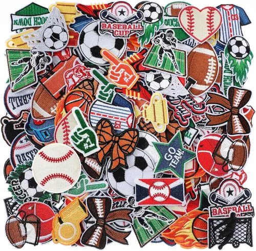 Miniatura 12 de HunnmingRe 72 piezas de parches de fútbol para planchar con bordado de chenilla, parches de fútbol para gorras, 36 estilos de apliques deportivos