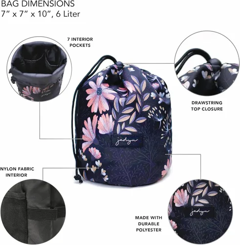 Miniatura 3 de Jadyn Organizador de Maquillaje Duradero con Cierre Superior - Bolsa de Maquillaje de Viaje Compacta - 7 Bolsillos Interiores para Cosméticos