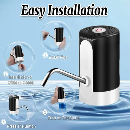 Miniatura 5 de Bomba de mesa de agua, bomba de agua eléctrica de portabilidad con cable de datos USB, bomba automática de botella de agua potable negra