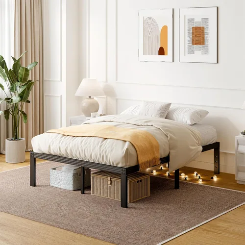 ZIYOO Base de cama individual con listones de acero resistente, marco de cama de plataforma de 14 pulgadas, diseño antideslizante, no necesita