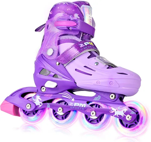 2PM SPORTS Patines en línea para niños y niñas de edades 5-8, 8-12, 3-5, 4-8, 6-12 con ruedas que se iluminan, patines de ruedas ajustables para
