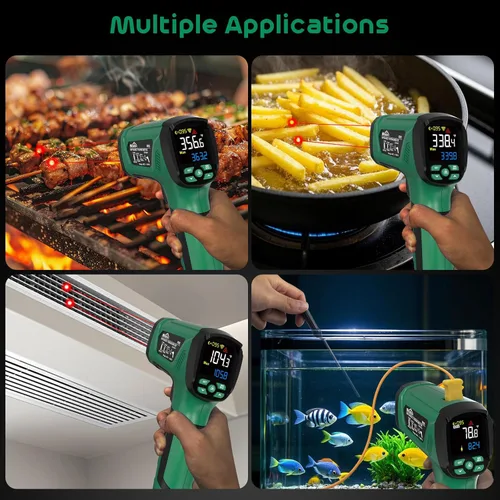 Miniatura 7 de Pistola Termómetro Infrarrojo, SQECH Pistola Termómetro Láser -40℉～2192℉ (-40℃～1200℃), Termómetro de Alta Temperatura sin Contacto 50:1 con Sonda