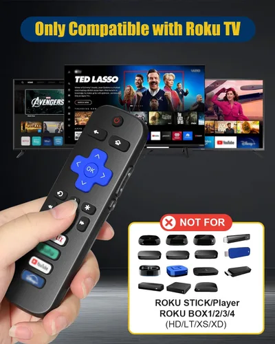 Miniatura 2 de Control remoto de repuesto para Roku TV, compatible con televisores inteligentes TCL, Hisense, Onn, Philips Roku (no para Roku Stick o Box)