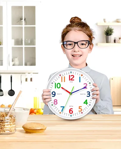 Miniatura 3 de Reloj de Pared Silencioso para Niños – Sin Tictac, Funciona con Pilas, Ideal para Enseñar la Hora y Decoración Elegante en Cualquier Habitación - 8