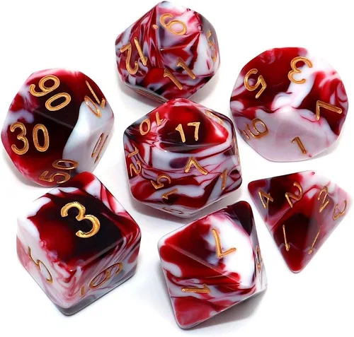Miniatura 11 de Juego de dados DND de brillo azul y rojo para juegos de rol de Calabozos y Dragones, Warhammer, D&D, juegos de mesa, dados poliédricos Rojo mezclado
