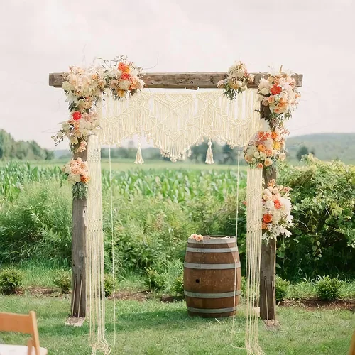 kiido Gran macramé para colgar en la pared, decoración bohemia de boda para cenador/arco, cortina de puerta, telón de fondo de fotos, decoración de