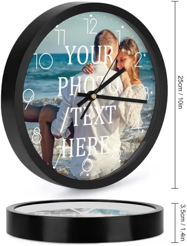 Miniatura 2 de Reloj de pared personalizado, reloj de pared personalizado con foto/imagen, texto, reloj sin tictac, silencioso, reloj de pared digital Estilo 1