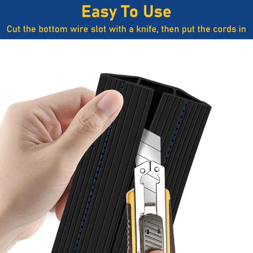 Miniatura 7 de Cubierta de cable de suelo, cubierta de cable de extensión de 10 pies para cables de suelo de 3 canales, protector de cable de suelo para el hogar
