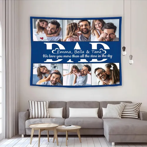 Miniatura 9 de Tiirreez Regalos para el día del padre, tapiz personalizado con texto fotográfico, regalos para papá de hija, hijo, esposa, tapiz personalizado