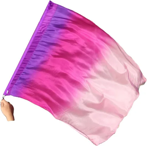 Miniatura 18 de Winged Sirenny Bandera de seda giratoria fluida de 32 pulgadas, pancarta de alabanza de la iglesia, adoración profética, adoración y danza