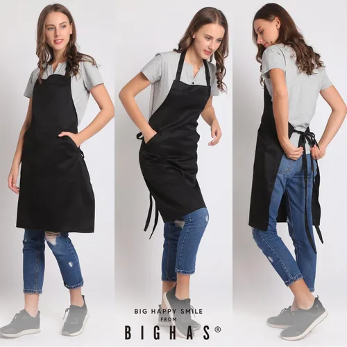 Miniatura 2 de BIGHAS - Delantal ajustable con babero y lazos largos, disponible en 18 colores, ideal para chefs, cocina, hogar, restaurante, mujeres, hombres