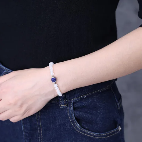 Miniatura 3 de COAI Pulsera de piedra lunar para mujer y niña, Piedra, Piedra lunar y amazonita