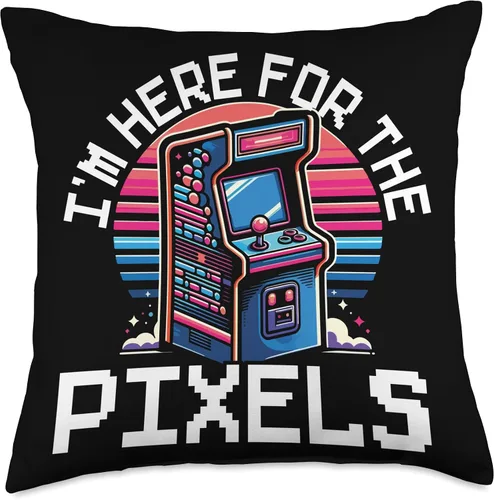 Miniatura 4 de Retro Vintage 80s Arcade Nostalgia Pixel Art Video Games Throw Pillow