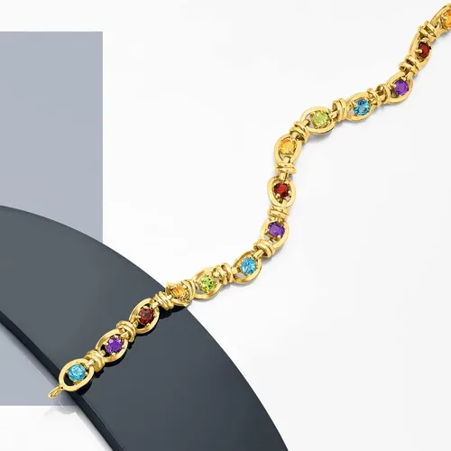 Miniatura 3 de Ross-Simons Pulsera de eslabones ovalados de 3,80 quilates con piedras preciosas múltiples en oro de 18 quilates sobre ley