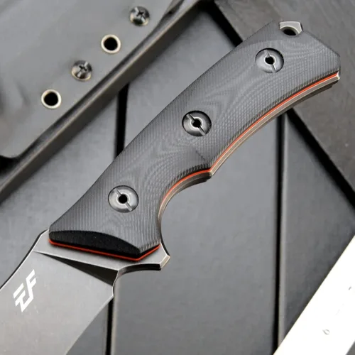 Miniatura 5 de Eafengrow EF124 Cuchillo de hoja fija 14c28n con hoja de acero recubierto de titanio negro, cuchillo fijo con mango G10 para acampar al aire libre