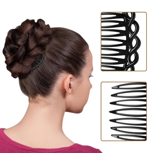 Miniatura 7 de COMNICO Juego de 6 peines laterales franceses para el cabello, accesorios de peine de pelo para mujer, juego de accesorios de plástico giratorio