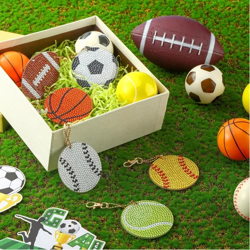 Miniatura 5 de Tudomro 24 llaveros de diamantes de Navidad para decoración con llaveros para manualidades 2024, Balón, Pequeño