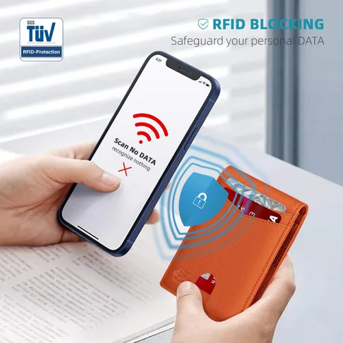 Miniatura 12 de Zitahli - Billetera delgada con 12 ranuras para tarjetas, ventana de identificación con clip para dinero, bolsillo frontal RFID plegable, pequeña