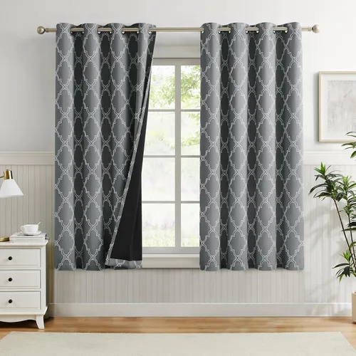 Miniatura 23 de Melodieux Cortinas 100% opacas de 96 pulgadas de largo para sala de estar, dormitorio estilo marroquí, aislamiento térmico, ahorro de energía