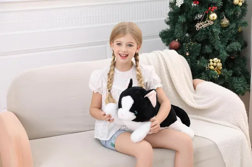 Miniatura 7 de JellyMallow Animales de Peluche con Peso de Gato de 5 libras y 24 pulgadas, Almohada de Felpa de Gato con Peso Acurrucable Peluches Gigantes Regalos