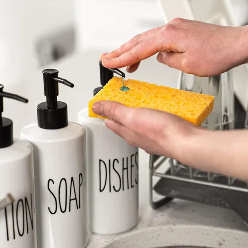 Miniatura 9 de Heartland Home Dispensador de jabón de cocina de porcelana de 16 onzas. Dispensador de detergente o dispensador de jabón para platos para fregadero