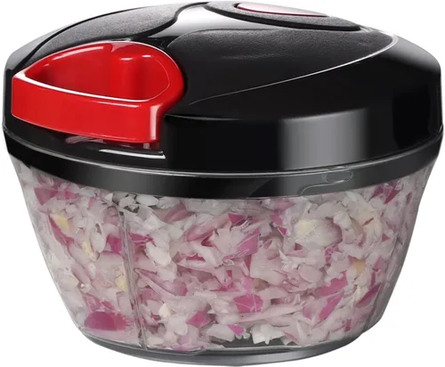 Ourokhome Procesado manual de alimentos, picador de verduras portátil, rápido y con cuerda, para pequeñas cocinas, para ajo, cebolla, jengibre, y