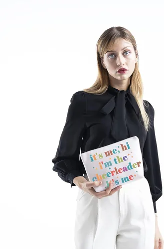 Miniatura 3 de Bolsa de maquillaje con cremallera para animadora It's Me, Hi I'm The Cheerleader It's Me Bag Cheerleading Teammate Gift, Beige, Animadora