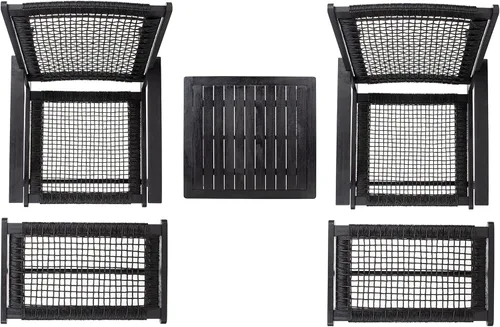 Miniatura 5 de SAFAVIEH Outdoor - Chantelle Lounge Set - Negro y negro - Madera maciza con cojín - Diseño costero de asiento bajo - Ideal para patio, terraza