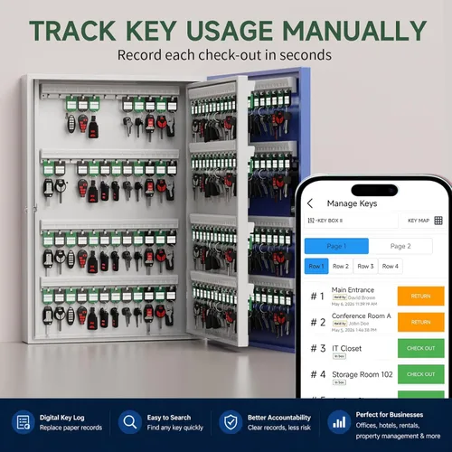 Miniatura 5 de WeHere Caja de bloqueo de llave inteligente de 192 teclas para montaje en pared, gabinete de llaves comercial con aplicación, teclado, Bluetooth