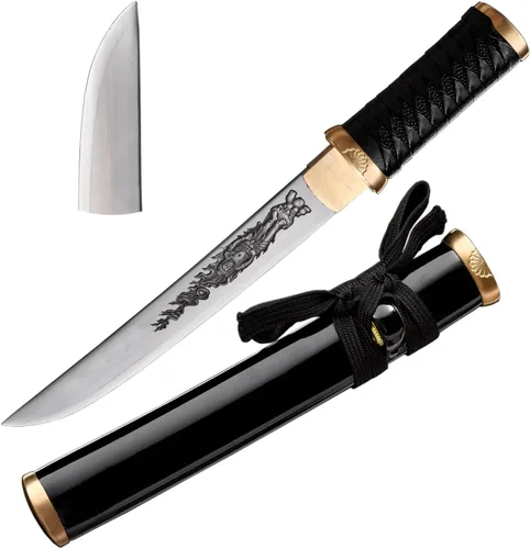 Cuchillo de acero al manganeso 1065 hecho a mano con accesorios de cobre