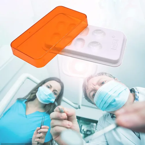 Miniatura 6 de Paleta dental de 1 pieza con cubierta, paleta de resina dental de 8 ranuras, caja de sombreado de resina para mezclar colocación de resina,