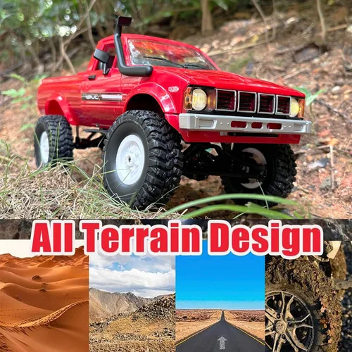 Miniatura 3 de Camión RC WPL C24 RC Crawler escala 1/16 4x4 RC Rock Crawler todo terreno todoterreno Pickup Truck RTR Control remoto LED proporcional acelerador