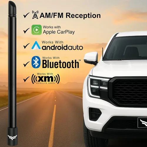Miniatura 4 de EcoAuto Antena Universal Corta Stubby para Camión de 12" — Accesorios para Camión para Ford, Dodge, GMC, Chevy, Jeep (2007+) - Antirrobo con Negro