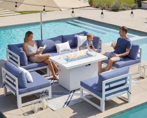 Miniatura 64 de NICESOUL - Juego de 10 muebles de patio extra grandes de aluminio moderno, sofá para exteriores con asiento de 29" de profundidad y ancho, 500 lbs