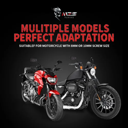 Miniatura 8 de MZS Espejos retrovisores universales para motocicleta, ajuste de espejo lateral universal de 0.315 in y 0.394 in, color negro, compatible