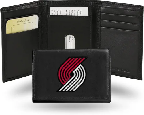 Miniatura 12 de NBA - Cartera de piel auténtica bordada de tres pliegues de 3.25 x 4.25 pulgadas, delgada por Rico Industries