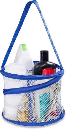 Organizador personal de baño de 8" x 6", con 3 compartimientos grandes para organizar accesorios y con un agujero de drenaje en la parte inferior y