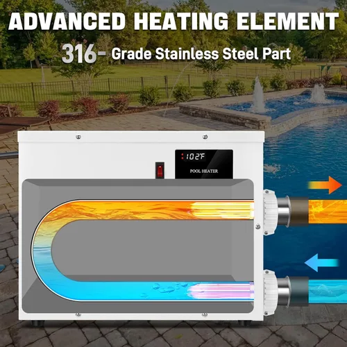 Miniatura 4 de Calentador eléctrico de piscina de 5.5KW 220V 25A para piscina, bañera de hidromasaje y calentador de spa con termostato de pantalla táctil digital
