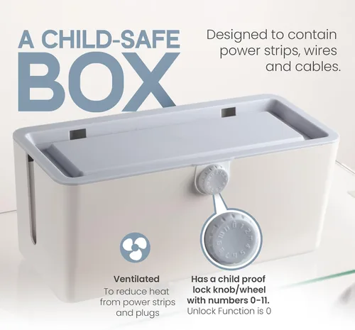 Miniatura 2 de KinderSense Caja de organización de cables – Organizador de cables con cerradura a prueba de niños – Ocultador de cables para ocultar cables, tiras