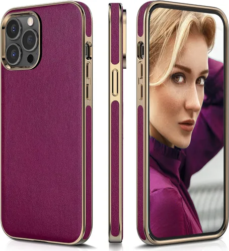 Miniatura 22 de LOHASIC Funda para iPhone 12 y iPhone 12 Pro - Fundas para teléfono i Phone 12 con borde cromado delgado, fundas de cuero de diseño suave, funda