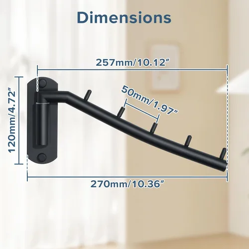 Miniatura 7 de Alise Estante de secado montado en la pared, percheros giratorios de acero inoxidable, ahorro de espacio, estante de secado de pared de ropa de Negro