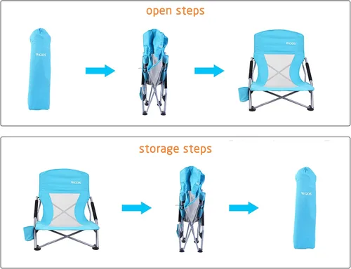Miniatura 6 de Silla de playa, sillas plegables, portátiles, sillas de playa con paraguas, sillas con sombra para adultos (paquete de 2 unidades), color azul